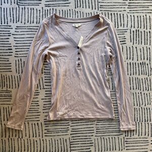 NWT Madewell Taupe Long Sleeve V-Neck Top
